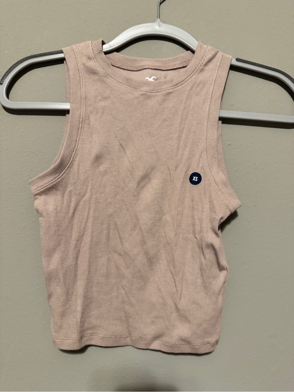 Hollister Cropped Ribbed Tank Top - Blush Pink